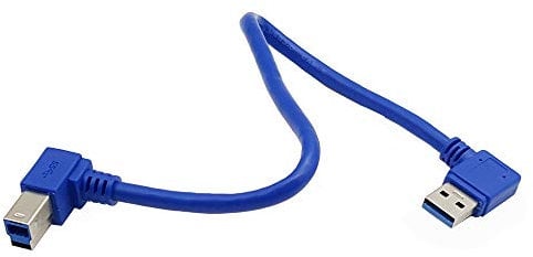 Seadream Angled USB 3.0 Printer Cable;1 ft / 30cm SuperSpeed USB Type A Male Plug 90 Degree Right Angle to USB 3.0 B Male Left Angle Cable;