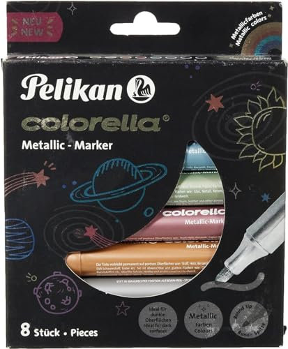 Pelikan 818070 Fasermaler Colorella Metallic 411, 8 Farben in Faltschachtel