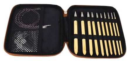 Atyhao 10Pcs Interchangeable Tunisian Crochet Hook Set, Bamboo Knitting Needles Afghan Tunisian Crochet Hooks Weaving Tools for Handicraft Lovers