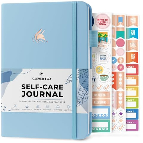 Clever Fox Self-Care Journal for Women, Daily Planner A5 Light Blue | 3-month mental health journal, habit tracker, wellness journaling supplies for women & teen girls, gratitude & mood log