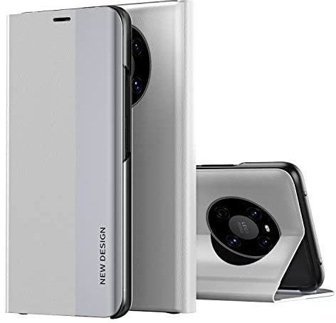 Custodia per cover Huawei Mate 40 Pro,Custodia in pelle magnetica per smartphone ribaltabile sul lato destro,Cover per telefono in TPU antiurto per Huawei Mate 40 Pro-Argento