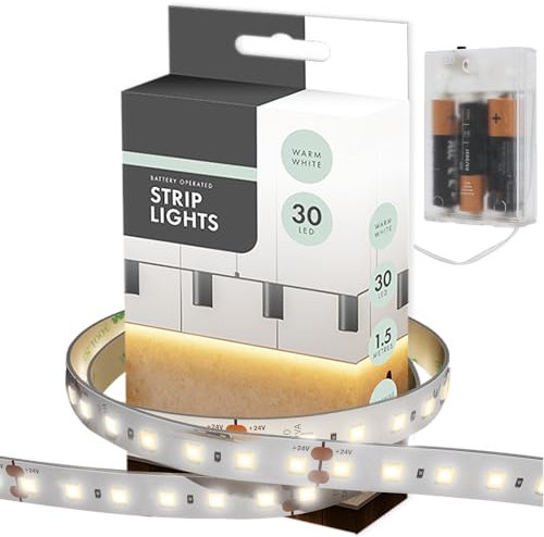 D.A.Y. Republic 1.5m AA Battery Operated Indoor LED Strip Lights, Ideal for Under Shelf Lighting, Cupboards, Wardrobes, Behind TV, Above Mirror, Cars, Motorhomes, Caravans, Lounge, Kids Bedroom