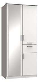 German Koblenz Kleiderschrank mit 2 Türen, Grau / Beton / Weiß, 90 cm