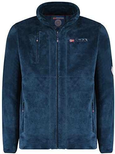 Geographical Norway Upload Men - Pile caldo con zip da uomo - Giacca di felpa invernale morbida e calda da uomo - Morbida fodera a maniche lunghe per il sudore (Blu_marino L)