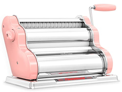 PASTALINDA Classic 260 Pasta Maker Machine, 26 cm Wide Rollers, 9 Thickness Positions, 2 Cutting Positions, Stainless Steel. Includes Reinforced Hand Crank And Two Clamps