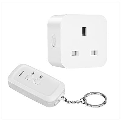 DEWENWILS Remote Control Sockets, 30m/100FT Control Range, Compact Size, 13A/3120W Programmable Heavy Duty Wireless Light Switch with Keyring, CE&RoHS Listed, 1 Remote+1 Socket White