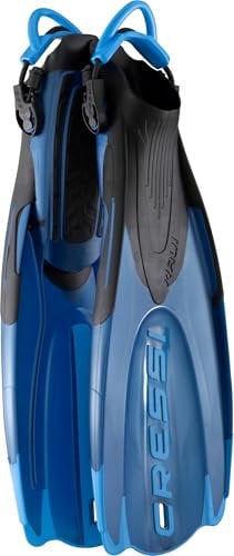 CRESSI Maui Long Fins - Verstellbare Lange Flossen mit EBS System zum Schwimmen und Schnorcheln, Unisex, Blau/Azurblau, L/XL (44/47), Unisex Adulti