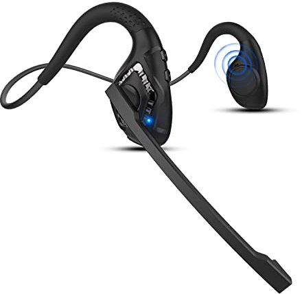 iDIGMALL Bluetooth 5.3 Headset with Microphone, Open Ear Headphones w/Noise Cancelling Mic for Phone PC Computer Laptop, Lightweight & Comfortable Wireless Headset for Office Driving Working Home,10H