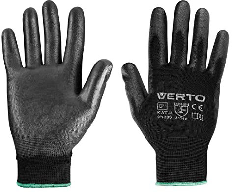 VERTO PU-beschichtete Gartenhandschuhe, II. Kategorie, Abriebbeständigkeit 3, Beständigkeit gegen Durchschneiden mit einem scharfen Werkzeug 1, Reißbeständigkeit 3, Durchstechbeständigkeit 1 (8)