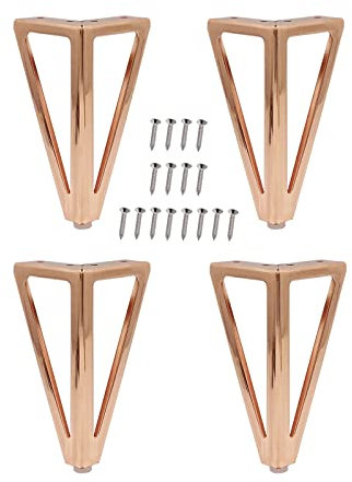 4 Stück Möbelfüße Metall Belastbar Bis 400 KG mit Schrauben, 15cm/5.9in Tv Lowboard Möbelfüsse Schrankfüße für Schrank TV-Schränke Schubladen Nachttisch (Rose Gold)