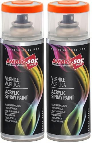 Ambro-Sol - Mehrzweck Acryllack Spray V4002004, Hochglanzfarbe für Innen und Außen, Acryl Spray für Alle Materialien, 400 ml Recyclebare Acryl Sprühfarbe Weißblech-Sprühdose - Reine Orange