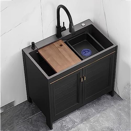 Lavello Utilità Acciaio Inossidabile, Set di Lavandini per Ristoranti Commerciali Lavello Cucina 1 Vasca, Uso Esterno Lavandino A Mano Lavabo di Utilità Lavatoio Lavandino Salvaspazio (Color : Pull-o