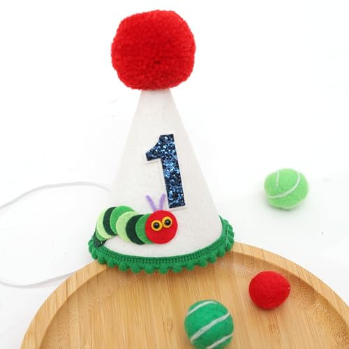 Agkvw Hungrige Raupe Geburtstag Krone - Kostüm Kopfbedeckung für Jungen 1. Geburtstag Party Dekoration Cake Smash Crown