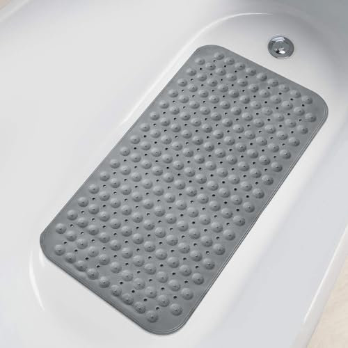 ZHICHENG Alfombrilla de Baño Antideslizante Rectangular Gris, 81 x 40 cm, Material TPE