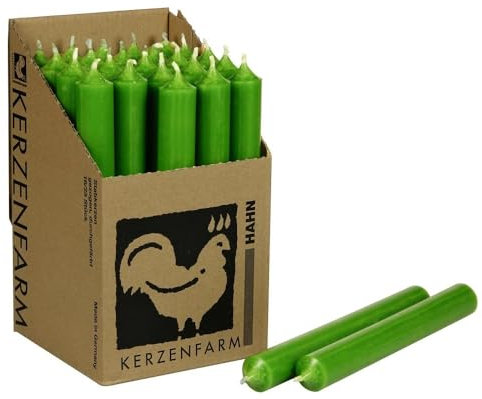Stabkerzen 10 Stück Tafelkerzen durchgehend gefärbt Spitzkerzen für die Tisch-Deko zur Hochzeit Weihnachten & Party Farbe: Grün Höhe:18cm