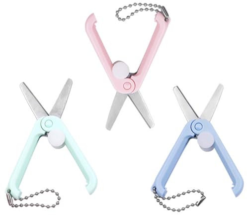 3 Stück Bastelschere, Tragbare Kleine Schere, Schere mit Stumpfer Spitze, Scharfe Papierschere, Handwerk Schere, mit Komfortable Griffe, für DIY Scrapbooking, Papierschnitt, Nähen