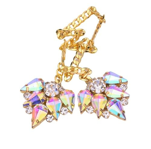 Krallenfassung Glas Strassstein 2 Stück Nähen Rose AB Glas Blume Strass Gold Klaue Kristall Applikation mit Einstellung Flatback Strass Nähen auf Steine Krallen-Strasssteine​Zum Aufnähen(28x63mm Yello