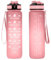 GHKLNY Botella de agua motivacional de 32 onzas con marcador de tiempo, botellas de agua con tiempos para beber y popote con correa de transporte, perfecta para gimnasio al aire libre, sin BPA (rosa)