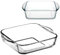 Tradineur - Set de 2 bandejas cuadradas para horno, vidrio borosilicato, fuente, molde transparente, lasaña, aptas para microondas, asar, hornear - 22 y 16 cm