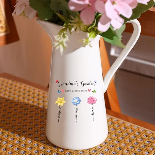 Personalisierte Keramik Vase mit Namen Geschenke für Mama Oma Muttertagsgeschenk Vase mit Gravur für Moderne Home Decor (A)