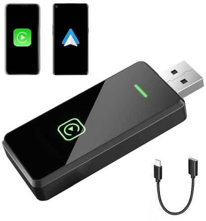 Lotvic 2 in 1 Adattatore Carplay Wireless, Adattatore Wireless, Adattatorer per Carplay, Plug & Play, Stabile e Veloce, Mini Nero, Converte Carplay Android Auto Cablato di Senza Fili