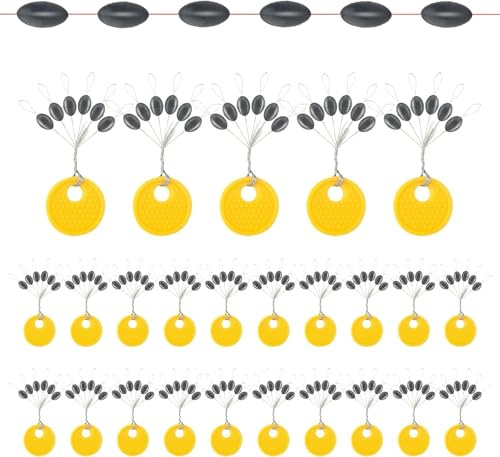 180 Stück Gummistopper Angeln 6 in 1, Schnurstopper Angeln Bobber Stopper Gummiperlen Kleine Forellen Stopper für 0.2–0.28mm Linie und Sinker Stops Oval für Forellenangeln, Fischen in Flüssen, Seen