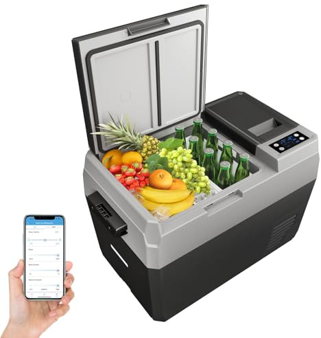 Flarhetoric 12 Volt Refrigerator, 30QT(29L) Car Efrigerator APP Control,Electric Cooler -7℉~78℉, Portable Freezer 12/24V DC 110-240V AC, Camping Refrigerator, Travel, Boat,Car