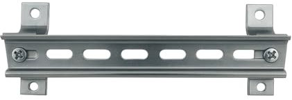 ARLI Hutschienen Set – Tragschiene 200 mm gelocht 35x7 mm + 2x Schrägwinkel mit M5 Gewinde Stahl verzinkt für Schaltschrank Verteilerkasten Halter Set zur Winkelmontage