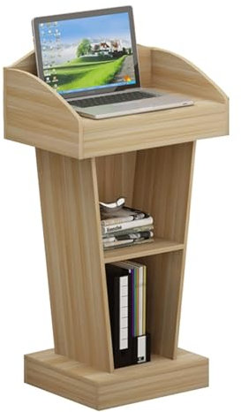 Tragbarer Rednerpult-Empfangstisch mit 2 offenen Ablagen, verstellbarer Podiumständer für Kirchen, Konferenzen, Veranstaltungen, robuster Kanzeltisch (D 60 x 40 x 110 cm)