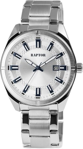 Raptor Damen Armbanduhr Analog in Silber, Gesamtlänge 23.5 cm, Edelstahlarmband – 3 ATM