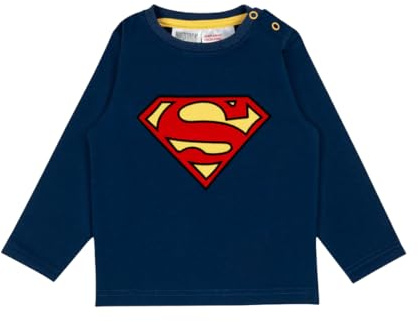 Blade & Rose x Superman™ Saves the Day Long-Sleeved Top – Official Licensed DC Kids Top, Blue/Red/Yellow, Soft Brushed Cotton, Sizes 0-6 Months to 5-6 Years