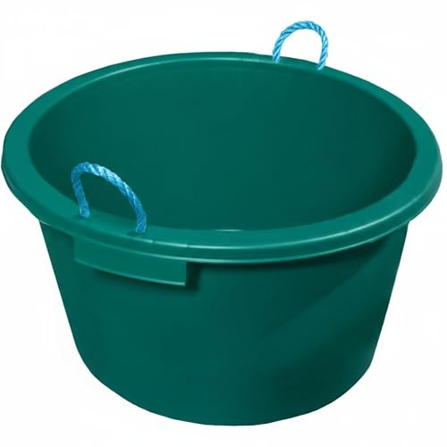 Large Tub with Rope Handles Plaster Mixing Cement Muck Water Storage Bucket Stable Storage Tub - 70L (Green)