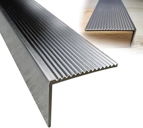 Profilo Angolare per Scale in Acciaio Inox, 100cm Profilo per Bordo Scalas Profilo per Gradini, Forma a L(80 mm x 30mm)