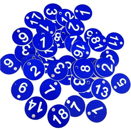 100 Stück multifunktionale ID-Nummernschilder mit Loch, 3,5 cm, rund, 1–100, digitales Schild(DEEP BLUE)
