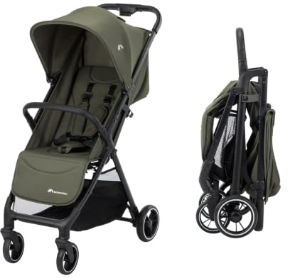 Bebeconfort Azur, Kinderwagen Buggy Kompakt, 0–3 Jahre (15 kg), Leichter Reisebuggy, Automatisch Einhändig Klappbar, Stufenlos Flach Verstellbar, Großer Korb, Mineral Green