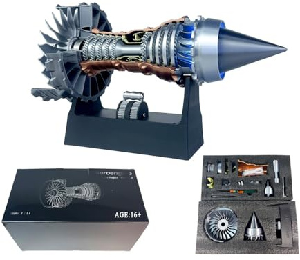 Motor Modellbausatz, Trent 900 Turbofan Aircraft Engine, Einstellbare Geschwindigkeit Flugzeugmotor mit Licht, Mechanische Wissenschaft Bildung Spielzeug Geschenk für Erwachsene