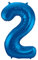 Folat 631426 - Folienballon Zahl 2 - blau - ca. 86 cm