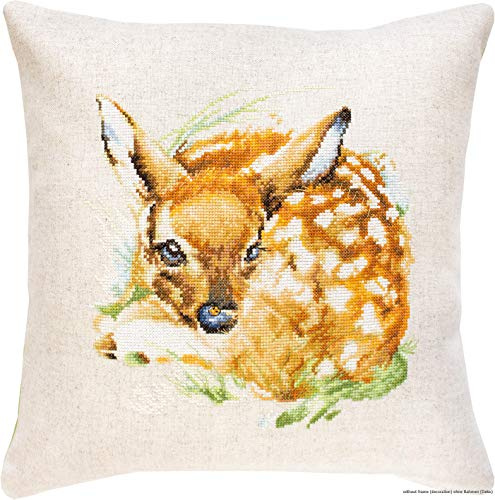 Luca-S PB180 Bambi Cross Stitch Cushion, Cotton, Multicoloured, 40 x 40 cm
