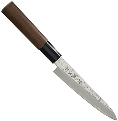 Seki Riu Couteau Japonais Lame Martelé Acier Inoxydable Couteaux de Cuisine fabriqué au Japon Plusieurs Modèles (Petty 12 cm)