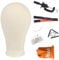 XTREND 21-24 Canvas Wig Head Poly Manikin Head for Making/Drying/Styling Wigs Model Training Head Professional Mannequin Head with 20 Pcs T Pins and Clamp Stand 23 Inch