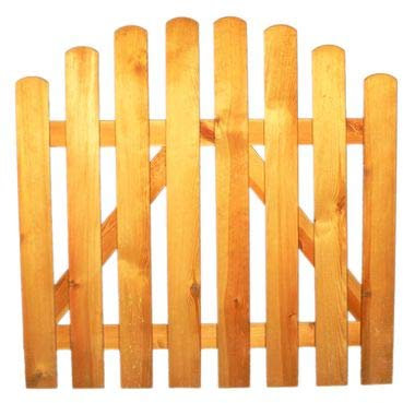 StaketenTür 'Standard' 100x85/100 cm - oben – kdi / V2A Edelstahl Schrauben verschraubt - aus frischem Holz gehobelt – oben gebogene Ausführung - kesseldruckimprägniert