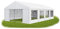 Das Company Partyzelt 4x8m wasserdicht weiß mit Bodenrahmen und Dachverstärkung Zelt 240g/m² PE Plane hochwertig Gartenzelt Summer Plus PE