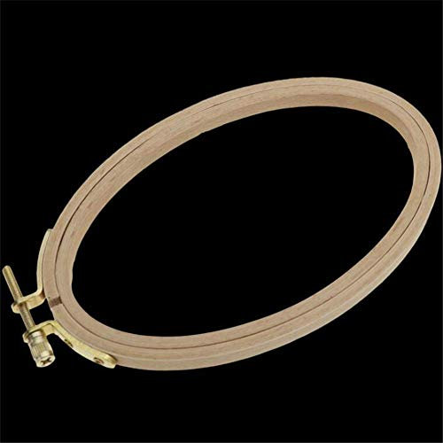 Stickrahmen aus Bambus, verstellbar, zum Nähen, Kreuzstichringe, Ring-Set, oval, Stickrahmen, zum Nähen und Basteln, 12 Stück, Bambus, natur, 21x13cm