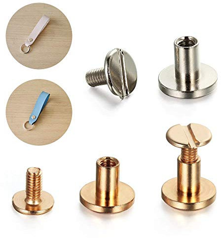 10pc Gepäck Leder Metall Craft Massivschraube Nagelniet doppelt gebogener runder Kopf Kleidung/Tasche/Schuhe/Gürtel/Riemen Niet Buchschrauben, Bronze, S.