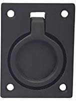 QCAA Solid Brass Flush Ring Pull, 2-1/2 x 1-7/8, Matte Black, 1 Pack, Made in Taiwan