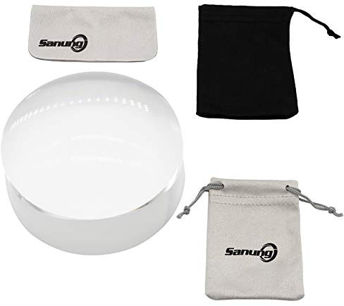 Sanung 8X Dome Magnifying Glass Hands-Free High Definition Round High Transparent Acrylic Optical Magnifier Reading Aid Paperweight Half Ball Lens Magnifier for Reading Books Map Newspapers