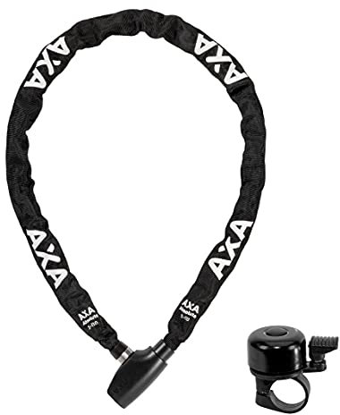 AXA Absolute Kettenschloss Länge 5-110 cm - Durchmesser 5mm Schwarz inkl. Fahrradklingel