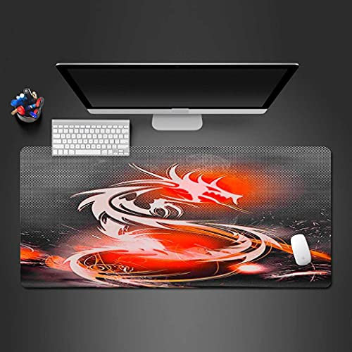 KJXNEDA - Alfombrilla de Ratón XXL Juego Red Flame Dragon 3D Patrón 900x400 mm – Mouse Pad Gaming Extralargo para Ratón y Teclado - Mejora Velocidad y Precisión - Antideslizante - Lavable