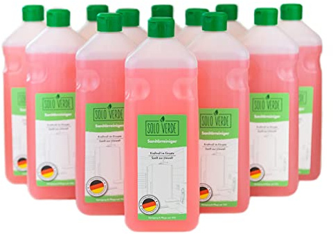 Solo Verde Sanitärreiniger - Badreiniger Konzentrat - 1L entspricht 200L Reiniger - 12 x 1L