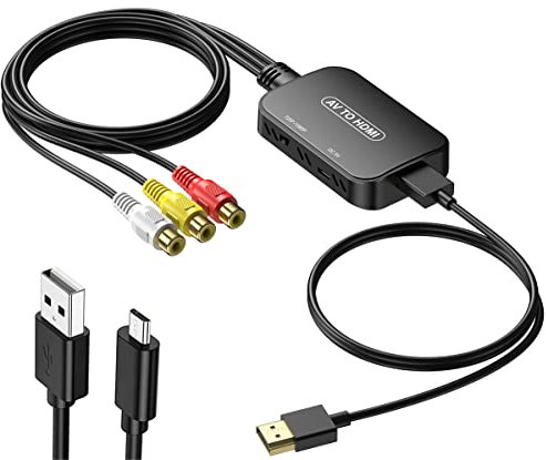 Adaptador RCA a HDMI, convertidor Viagkiki AV, convertidor RCA hembra a HDMI, convertidor de audio y video compuesto para PS1, PS2, PS3, STB, Xbox, VHS, VCR, reproductores de DVD de rayos negros